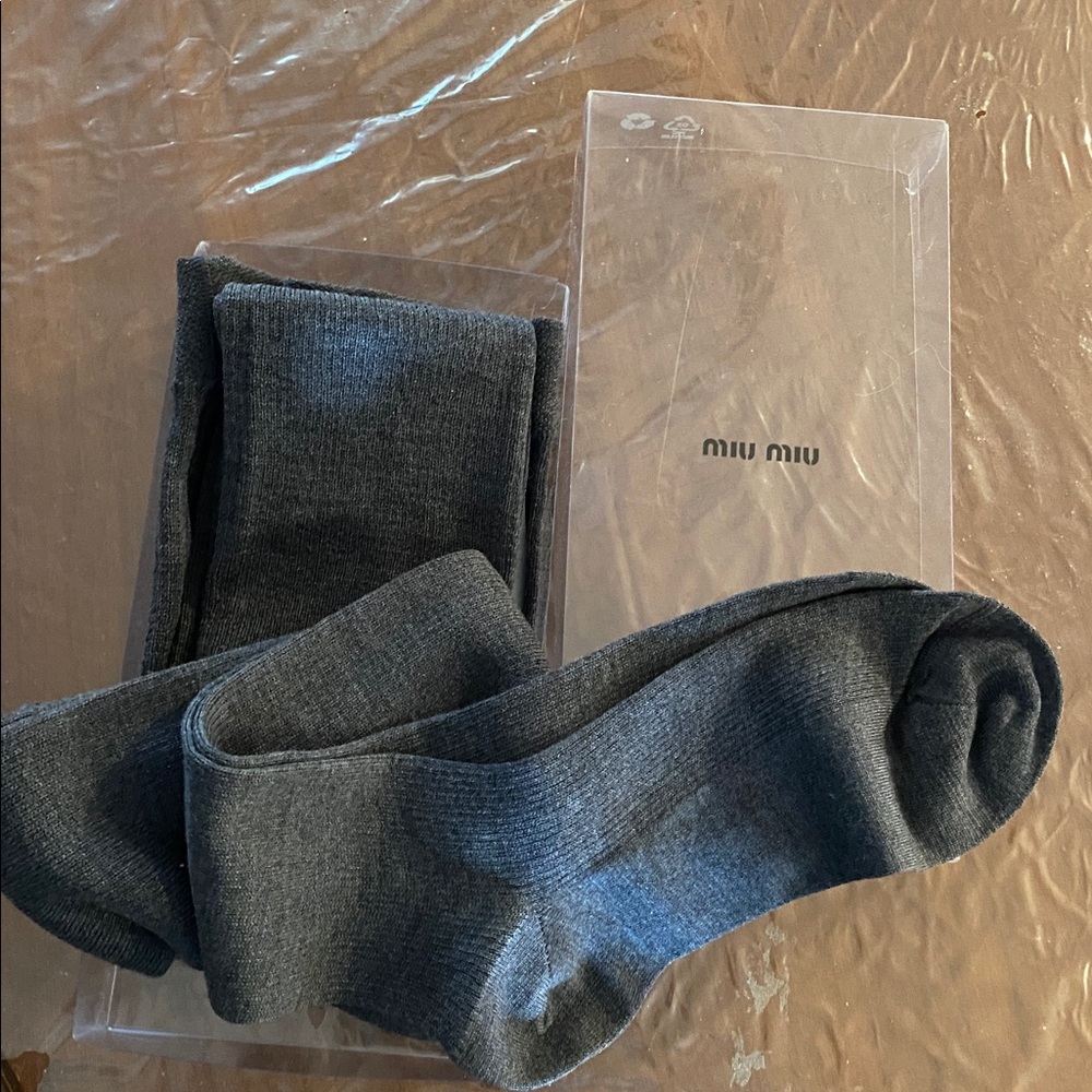 Miu Miu grey Wool Collant/tights size 111 NWT